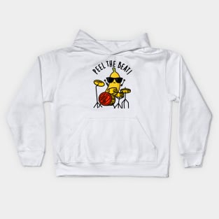 Peel The Beat Cute Banana Drummer Pun Kids Hoodie